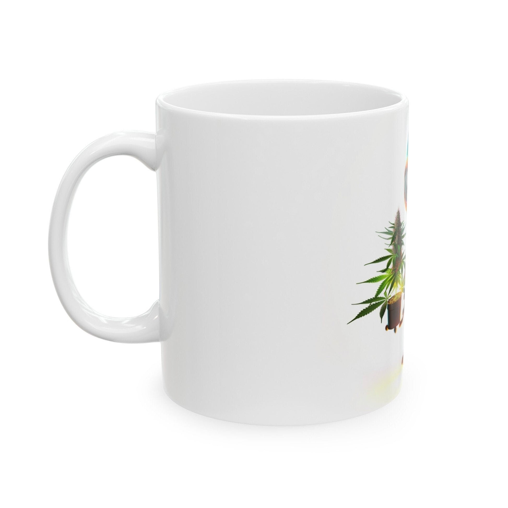 ALIEN W/ WEED PLANT - Coffee Weed Mug (11oz) - Weed Gift for Stoners, Smokers; Wake & Bake Mug / 420 Weed Mug / Marijuana Gift, Cannabis Mug