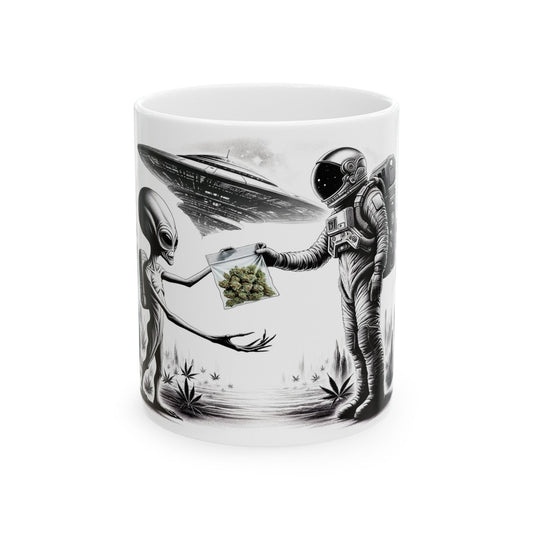 SPACE WEED DEAL - Coffee Weed Mug (11oz) - Weed Gift for Stoners, Smoker; Wake & Bake Mug / 420 Weed Mug / Marijuana Gift, Weed Cannabis Mug