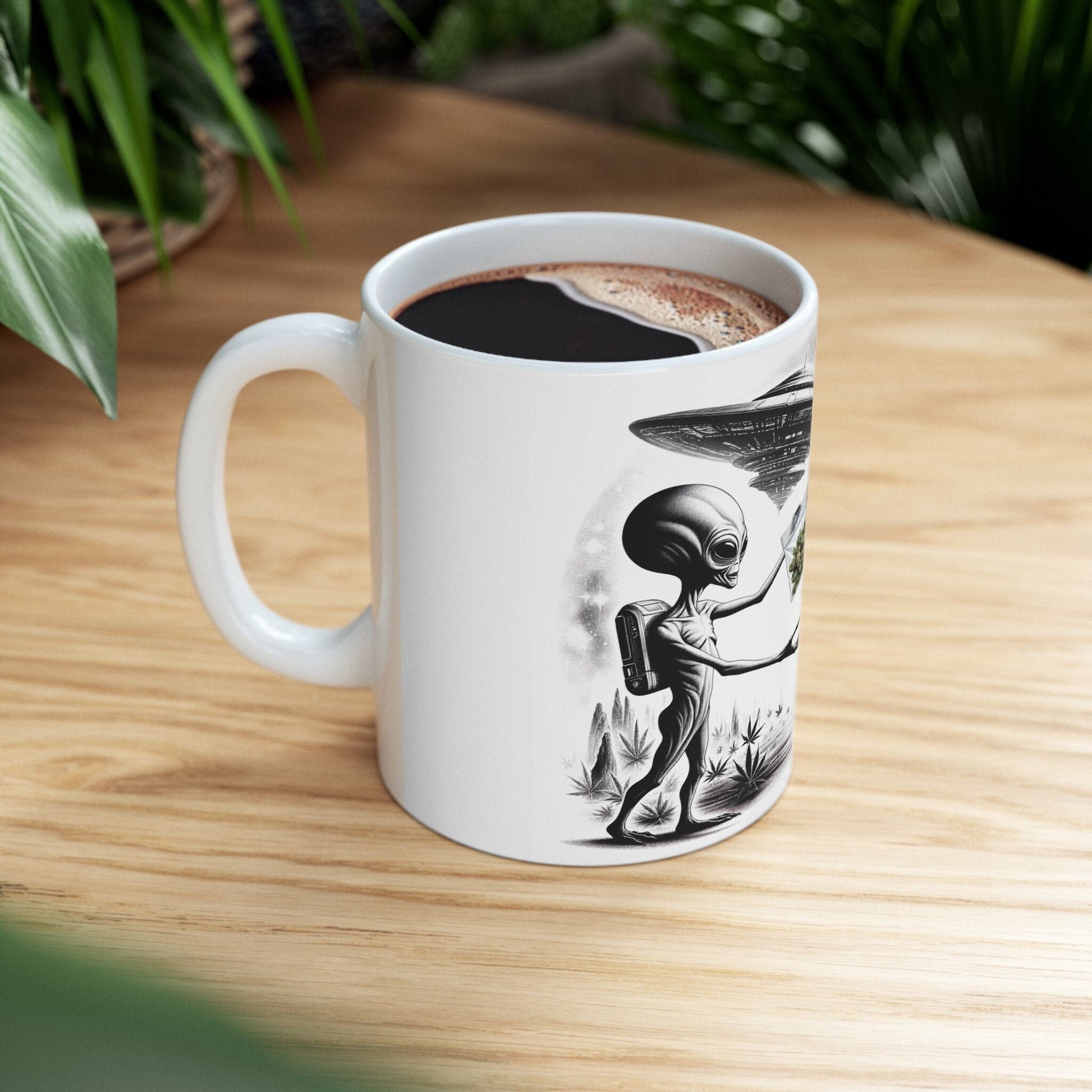 SPACE WEED DEAL - Coffee Weed Mug (11oz) - Weed Gift for Stoners, Smoker; Wake & Bake Mug / 420 Weed Mug / Marijuana Gift, Weed Cannabis Mug