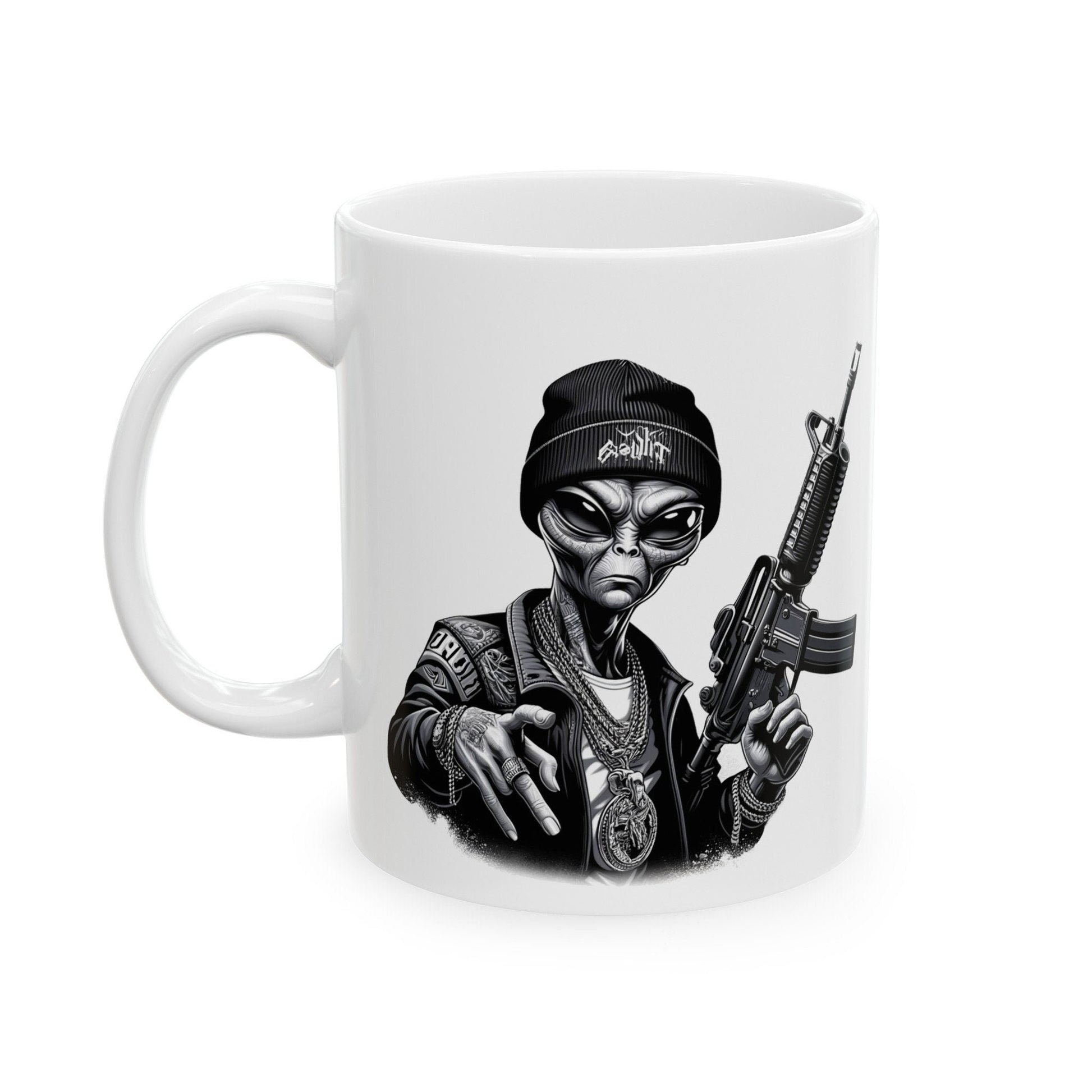 420 THUG ALIEN - Coffee Weed Mug (11oz) - Weed Gift for Stoners, Smoker; Wake & Bake Mug / 420 Weed Mug / Marijuana Gift, 420 Cannabis Mug