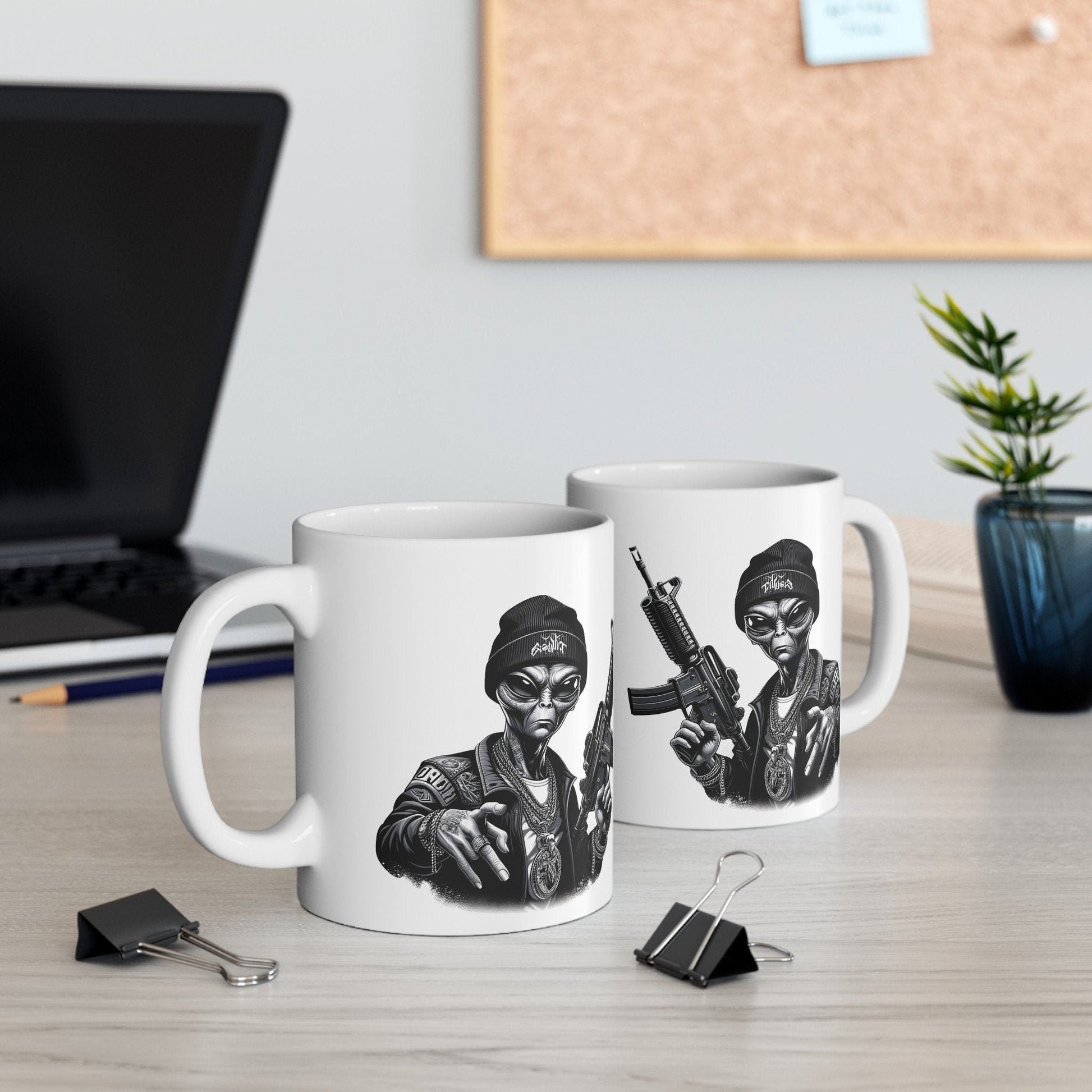 420 THUG ALIEN - Coffee Weed Mug (11oz) - Weed Gift for Stoners, Smoker; Wake & Bake Mug / 420 Weed Mug / Marijuana Gift, 420 Cannabis Mug