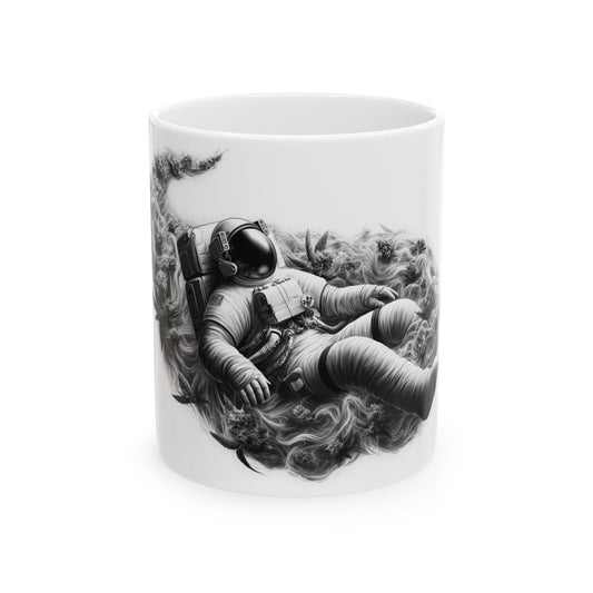 420 ASTRONAUT GLIDING - Coffee Weed Mug (11oz) - 420 Stoner Gift, Smoker; Wake & Bake Mug / 420 Weed Mug / Marijuana Gift, Weed Cannabis Mug
