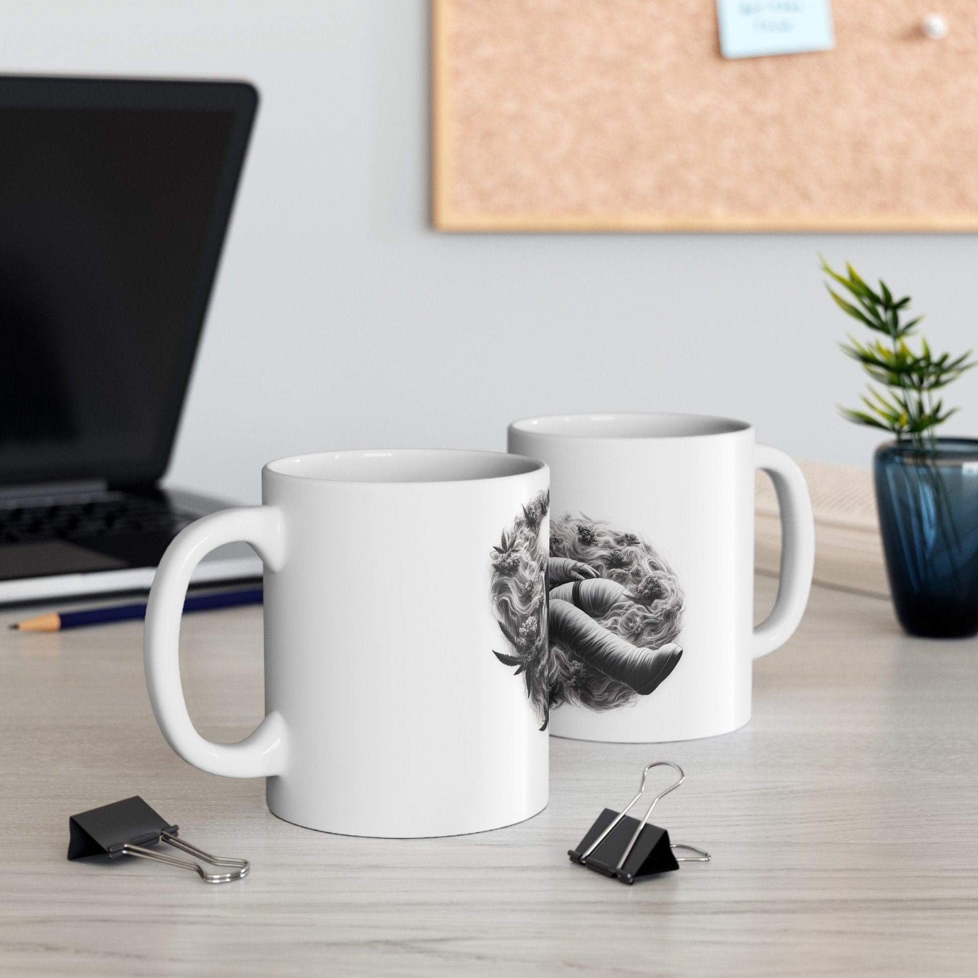 420 ASTRONAUT GLIDING - Coffee Weed Mug (11oz) - 420 Stoner Gift, Smoker; Wake & Bake Mug / 420 Weed Mug / Marijuana Gift, Weed Cannabis Mug