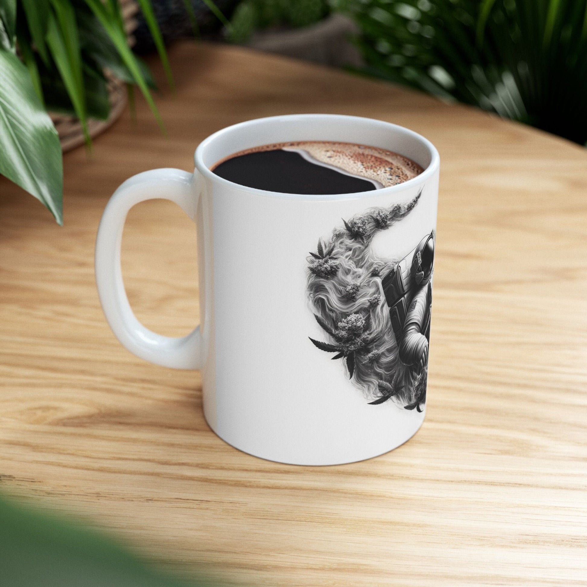 420 ASTRONAUT GLIDING - Coffee Weed Mug (11oz) - 420 Stoner Gift, Smoker; Wake & Bake Mug / 420 Weed Mug / Marijuana Gift, Weed Cannabis Mug