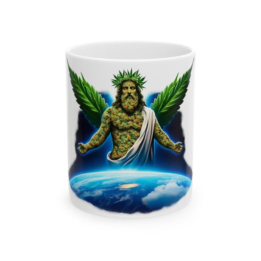 UNIVERSE WEED GOD - Coffee Weed Mug (11oz) - Weed Gift for Stoners, Smokers; Wake & Bake Mug / 420 Weed Mug / Marijuana Gift, Cannabis Mug