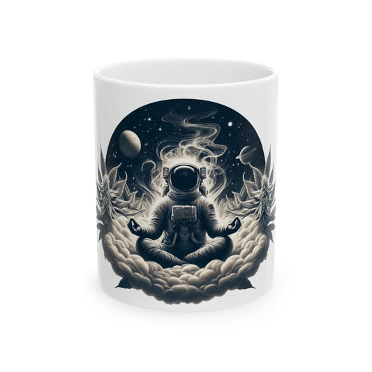 420 MEDITATING ASTRONAUT - Coffee Weed Mug (11oz) - 420 Stoner Gift, Smokers; Wake & Bake Mug / 420 Weed Mug / Marijuana Gift, Cannabis Mug