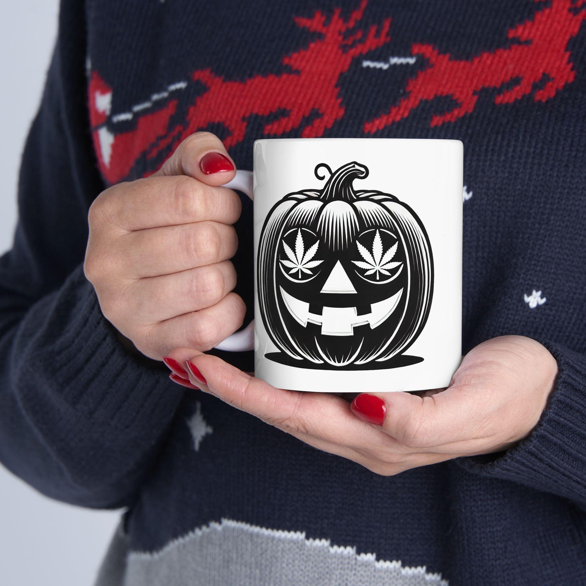 420 PUMPKIN MUG - Weed Coffee Mug (11oz) - Halloween Gift for Weed Smokers, Stoners, Growers; Wake & Bake / 420 Mug, Weed / Marijuana Gift