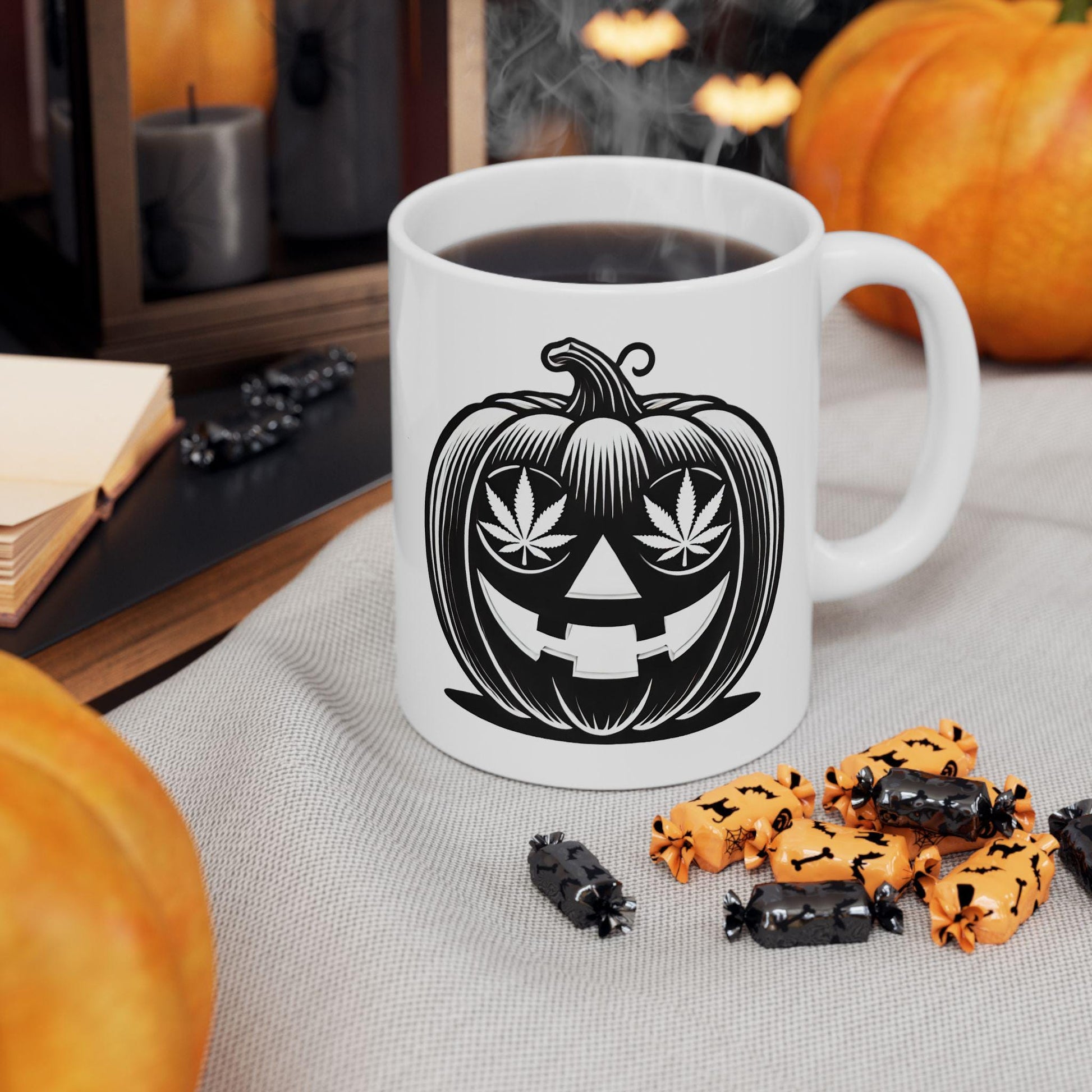 420 PUMPKIN MUG - Weed Coffee Mug (11oz) - Halloween Gift for Weed Smokers, Stoners, Growers; Wake & Bake / 420 Mug, Weed / Marijuana Gift
