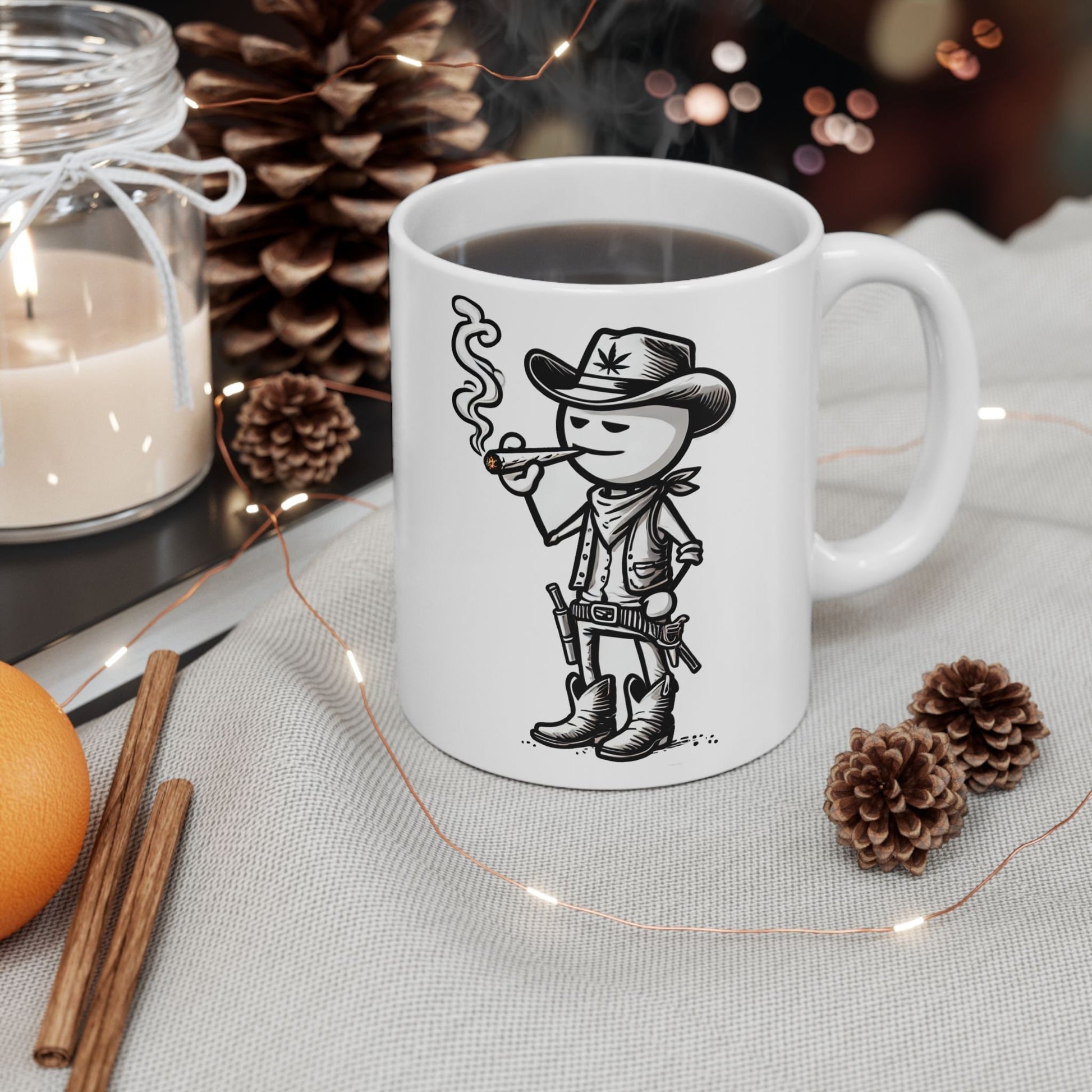 COWBOY STICK FIGURE - WEED Coffee Mug (11oz) Dual Sided