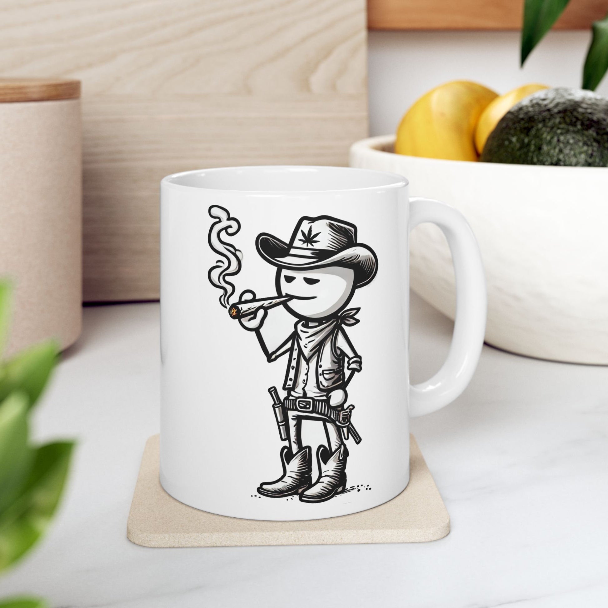 COWBOY STICK FIGURE - WEED Coffee Mug (11oz) Dual Sided