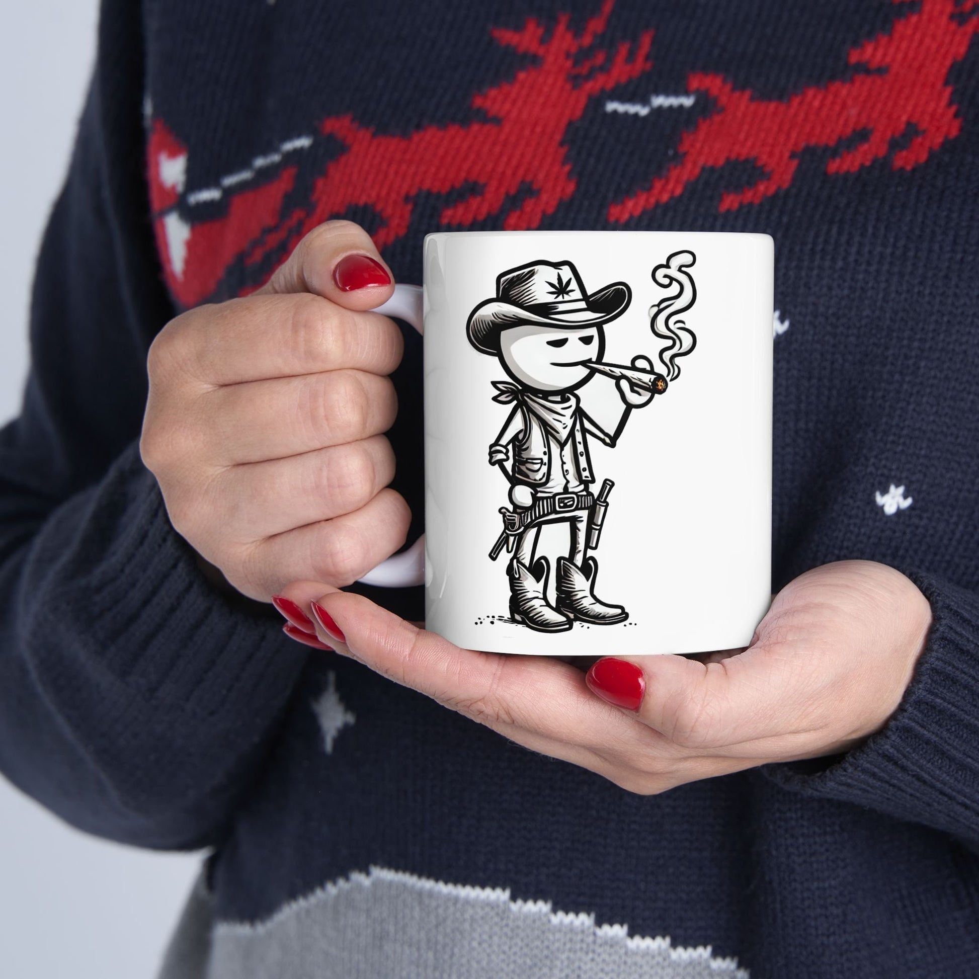 COWBOY STICK FIGURE - WEED Coffee Mug (11oz) Dual Sided