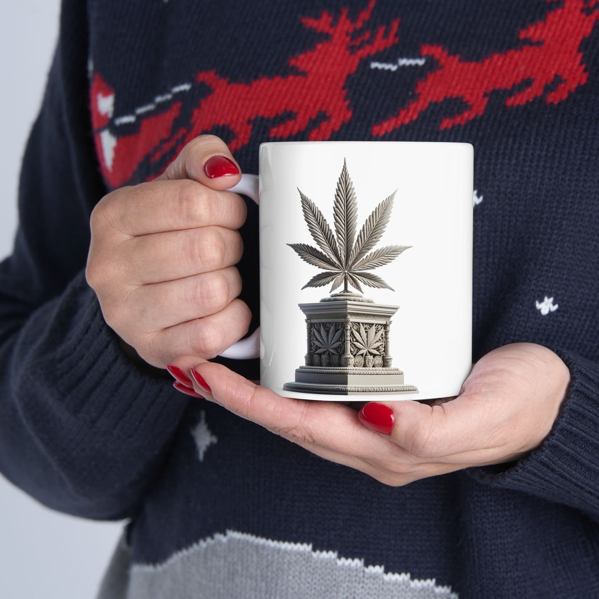 WEED LEAF STATUE - Cannabis Coffee Mug (11oz)