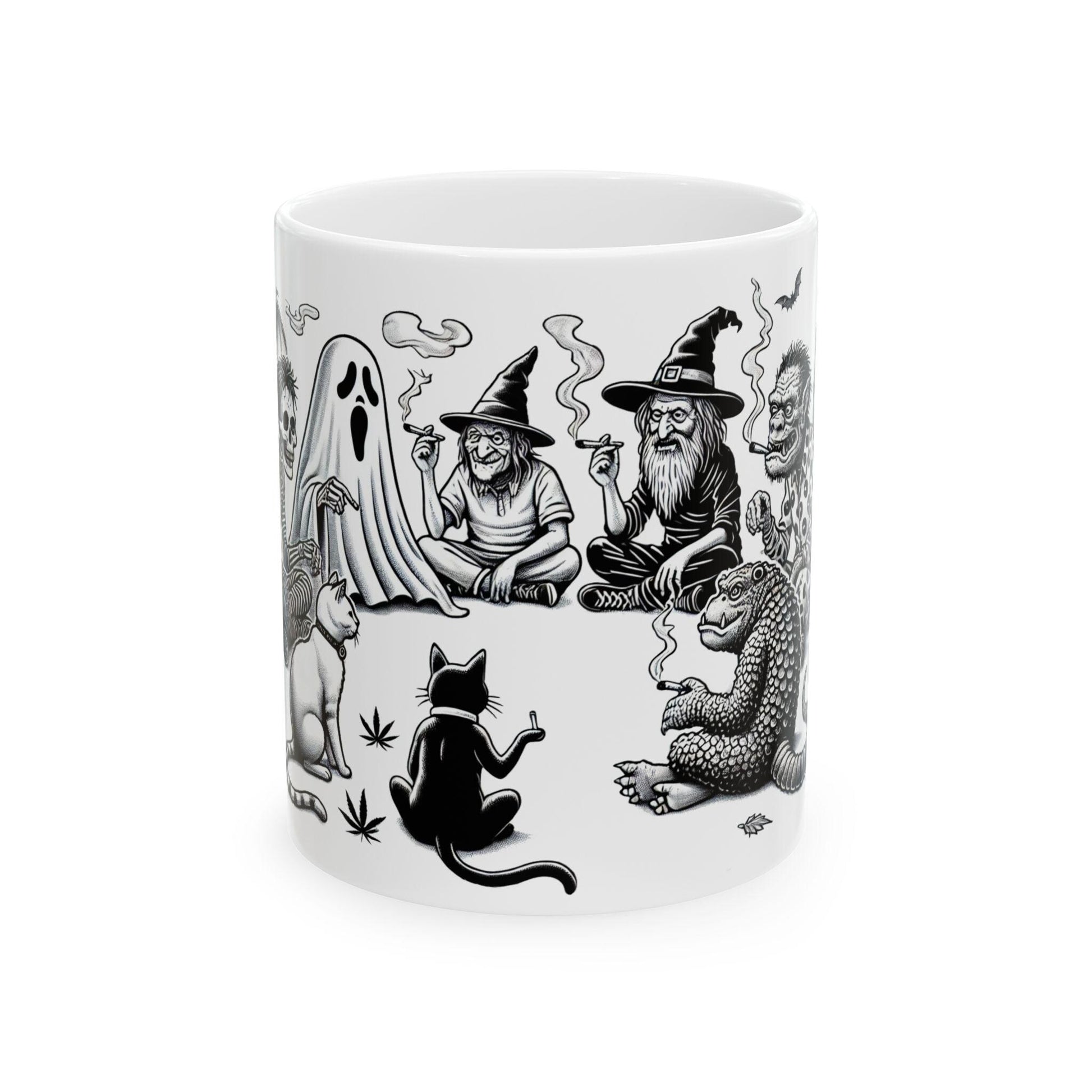 HALLOWEEN SMOKE CIRCLE - Weed Coffee Mug (11oz) - Halloween Gift for Weed Smokers, Stoners, Growers; Wake & Bake / 420 Mug / Marijuana Gift