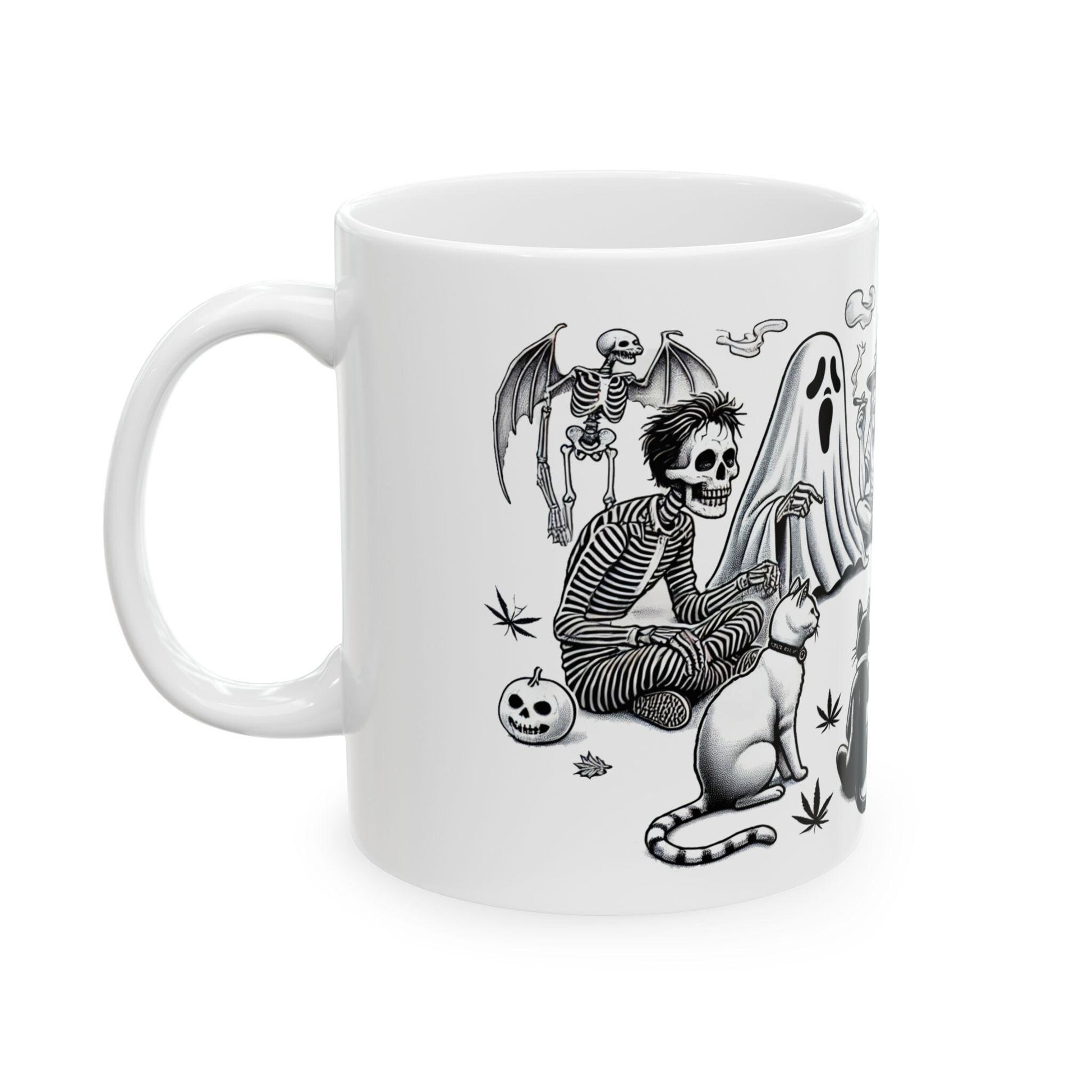 HALLOWEEN SMOKE CIRCLE - Weed Coffee Mug (11oz) - Halloween Gift for Weed Smokers, Stoners, Growers; Wake & Bake / 420 Mug / Marijuana Gift