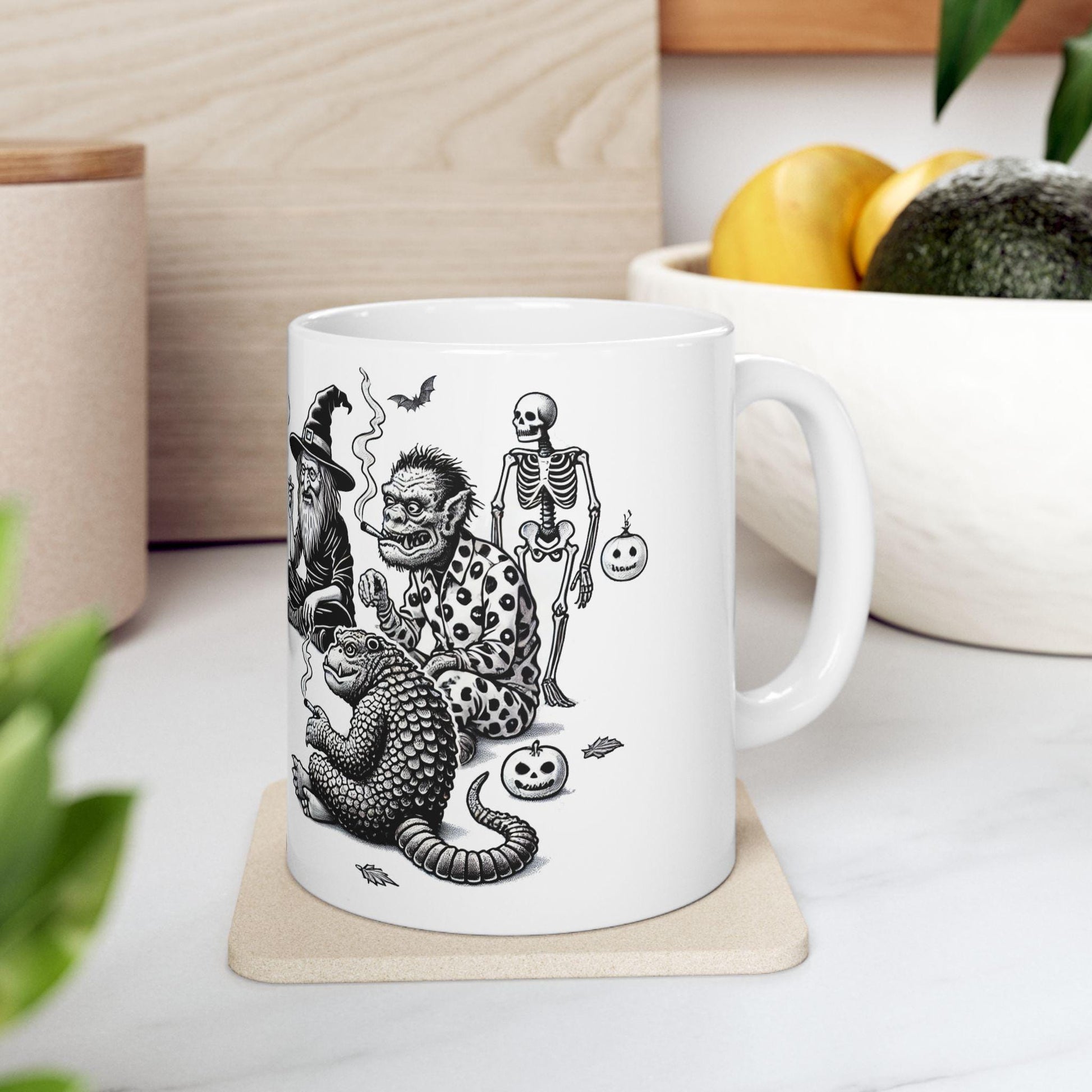 HALLOWEEN SMOKE CIRCLE - Weed Coffee Mug (11oz) - Halloween Gift for Weed Smokers, Stoners, Growers; Wake & Bake / 420 Mug / Marijuana Gift