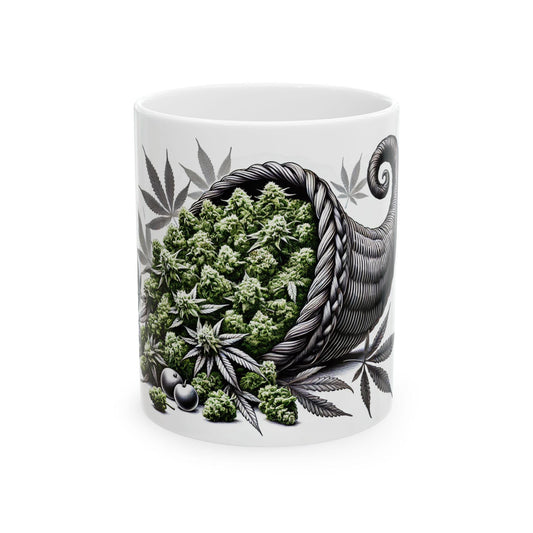 420 CORNUCOPIA - Weed Coffee Mug (11oz) - Thanksgiving Gift for Weed Smokers, Stoners, Growers; Wake & Bake / 420 Mug, Weed / Marijuana Gift
