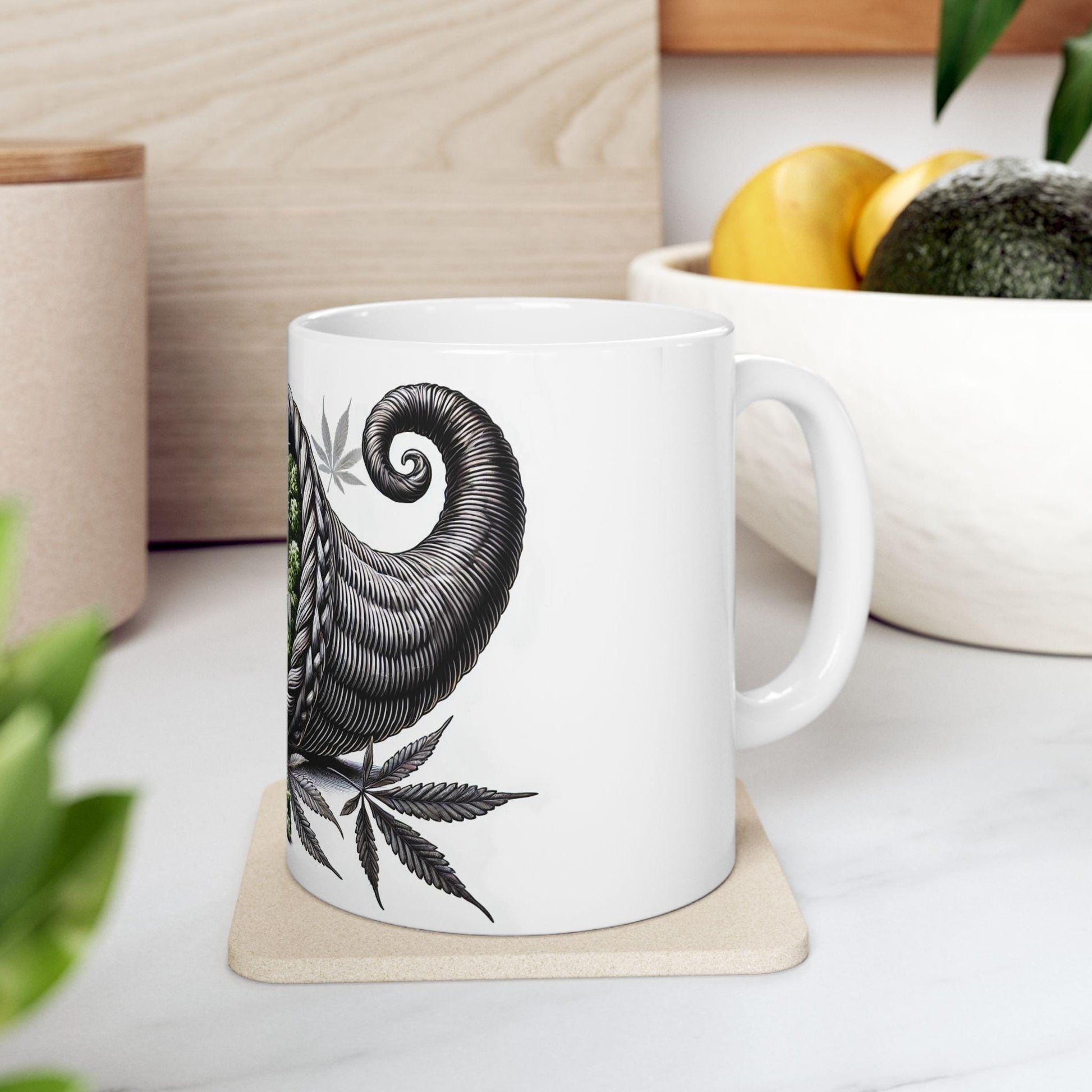 420 CORNUCOPIA - Weed Coffee Mug (11oz) - Thanksgiving Gift for Weed Smokers, Stoners, Growers; Wake & Bake / 420 Mug, Weed / Marijuana Gift