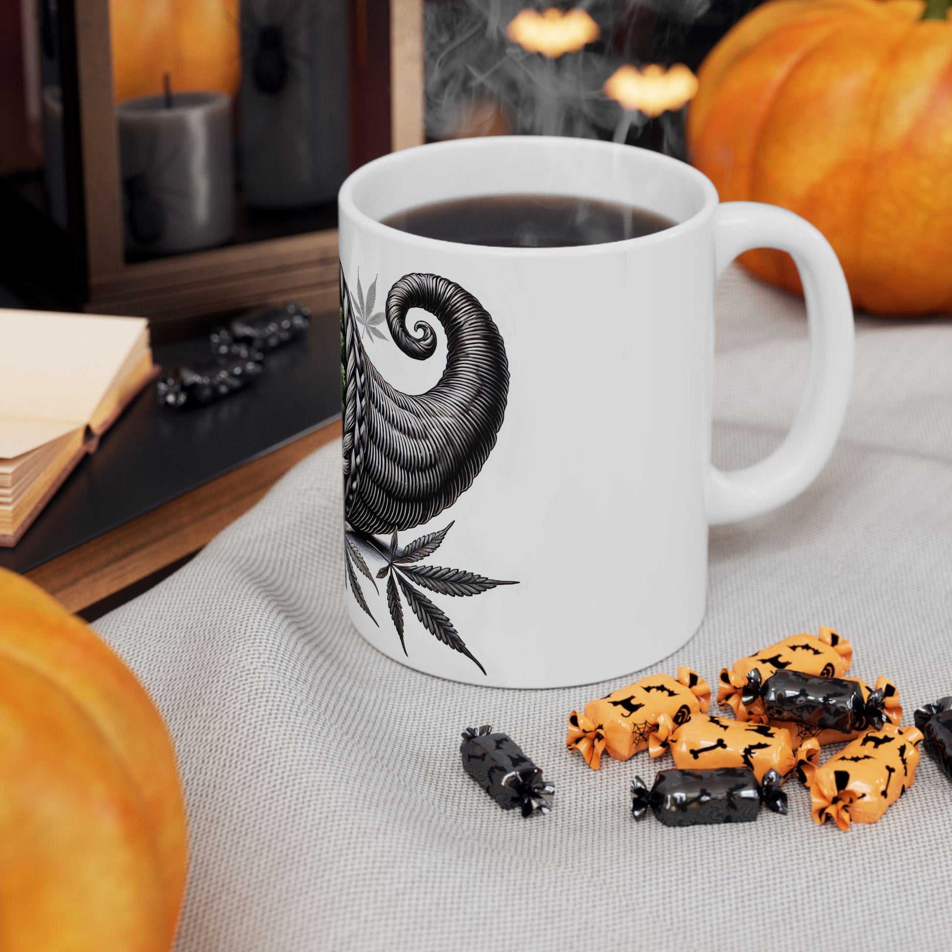 420 CORNUCOPIA - Weed Coffee Mug (11oz) - Thanksgiving Gift for Weed Smokers, Stoners, Growers; Wake & Bake / 420 Mug, Weed / Marijuana Gift