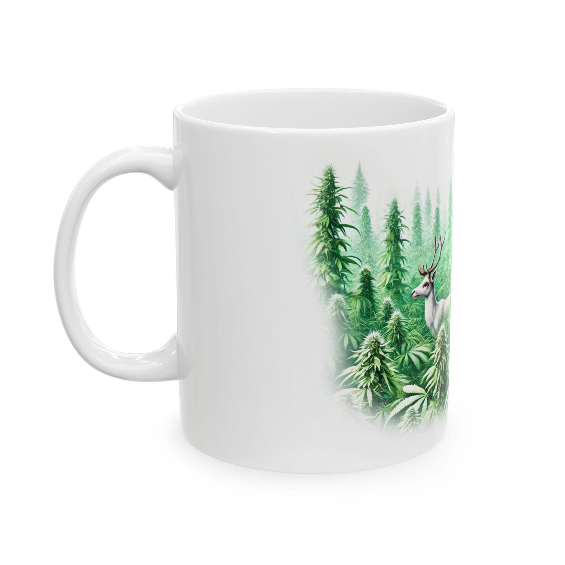 WEED REINDEER - Weed Coffee Mug (11oz) - Christmas Gift for Weed Smokers, Stoners, Growers; Wake & Bake / 420 Mug, Weed / Christmas Mug