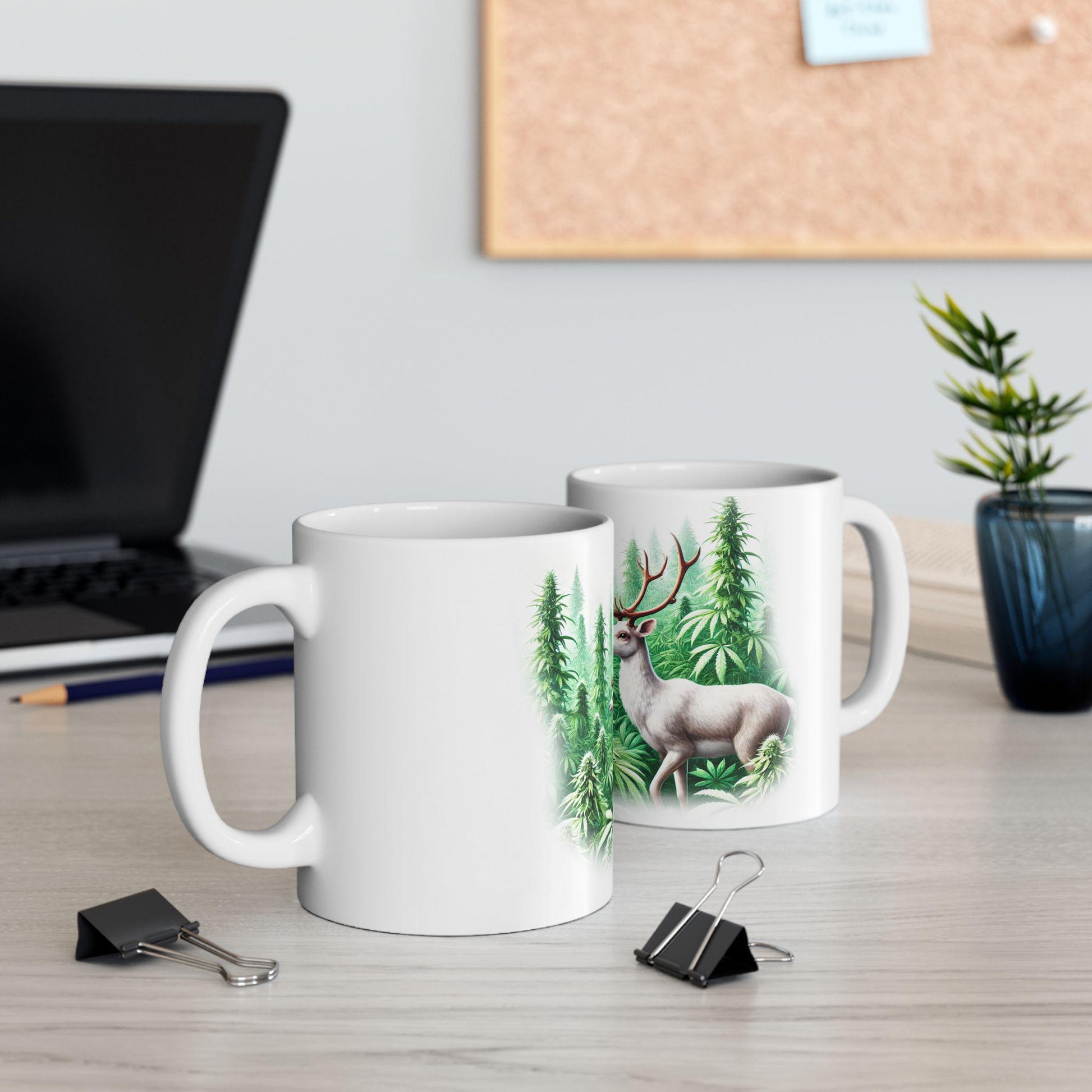WEED REINDEER - Weed Coffee Mug (11oz) - Christmas Gift for Weed Smokers, Stoners, Growers; Wake & Bake / 420 Mug, Weed / Christmas Mug