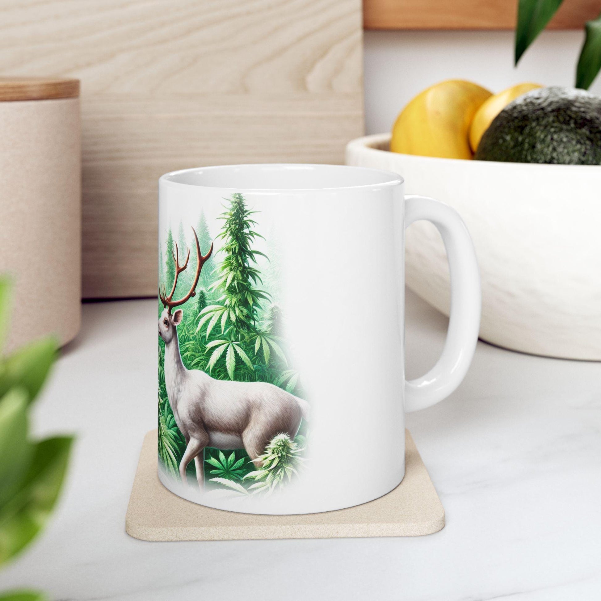 WEED REINDEER - Weed Coffee Mug (11oz) - Christmas Gift for Weed Smokers, Stoners, Growers; Wake & Bake / 420 Mug, Weed / Christmas Mug