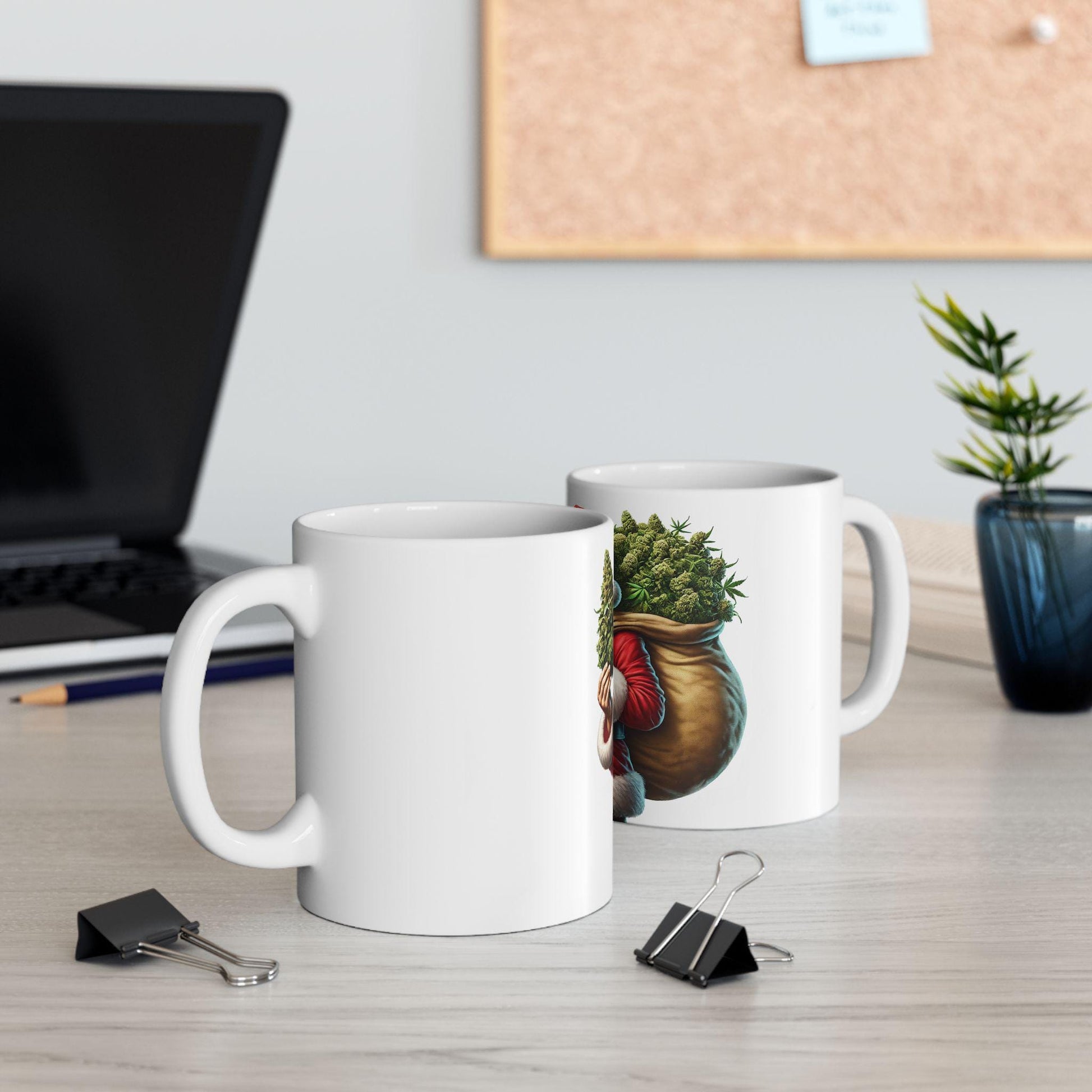 WEED SANTA - Weed Coffee Mug (11oz) - Christmas Gift for Weed Smokers, Stoners, Growers; Wake & Bake / 420 Mug, Weed / Christmas Mug