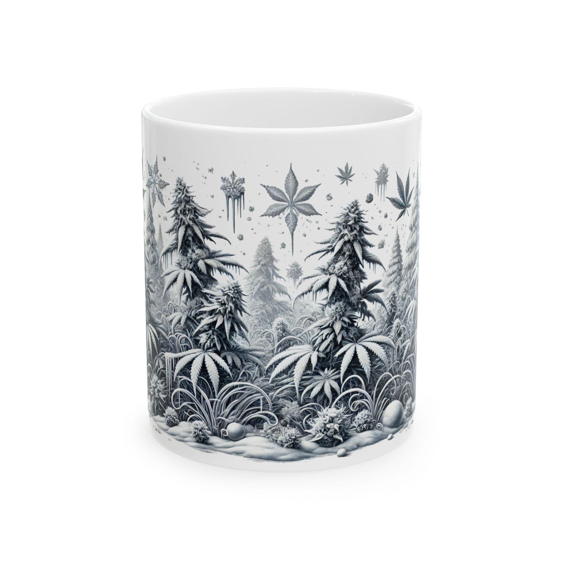 SNOWY WEED MUG - Weed Coffee Mug (11oz) - 420 Winter Gift for Weed Smokers, Stoners, Growers; Wake & Bake / 420 Mug, Weed / Christmas Mug