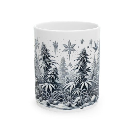 SNOWY WEED MUG - Weed Coffee Mug (11oz) - 420 Winter Gift for Weed Smokers, Stoners, Growers; Wake & Bake / 420 Mug, Weed / Christmas Mug
