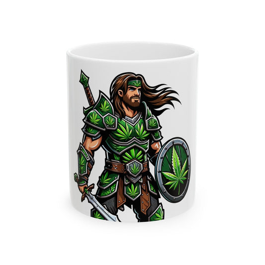 WEED WARRIOR - Weed Coffee Mug (11oz) - Perfect Weed Gift for Weed Smokers, Stoners, Growers; Wake and Bake / 420 Weed / Marijuana Gift