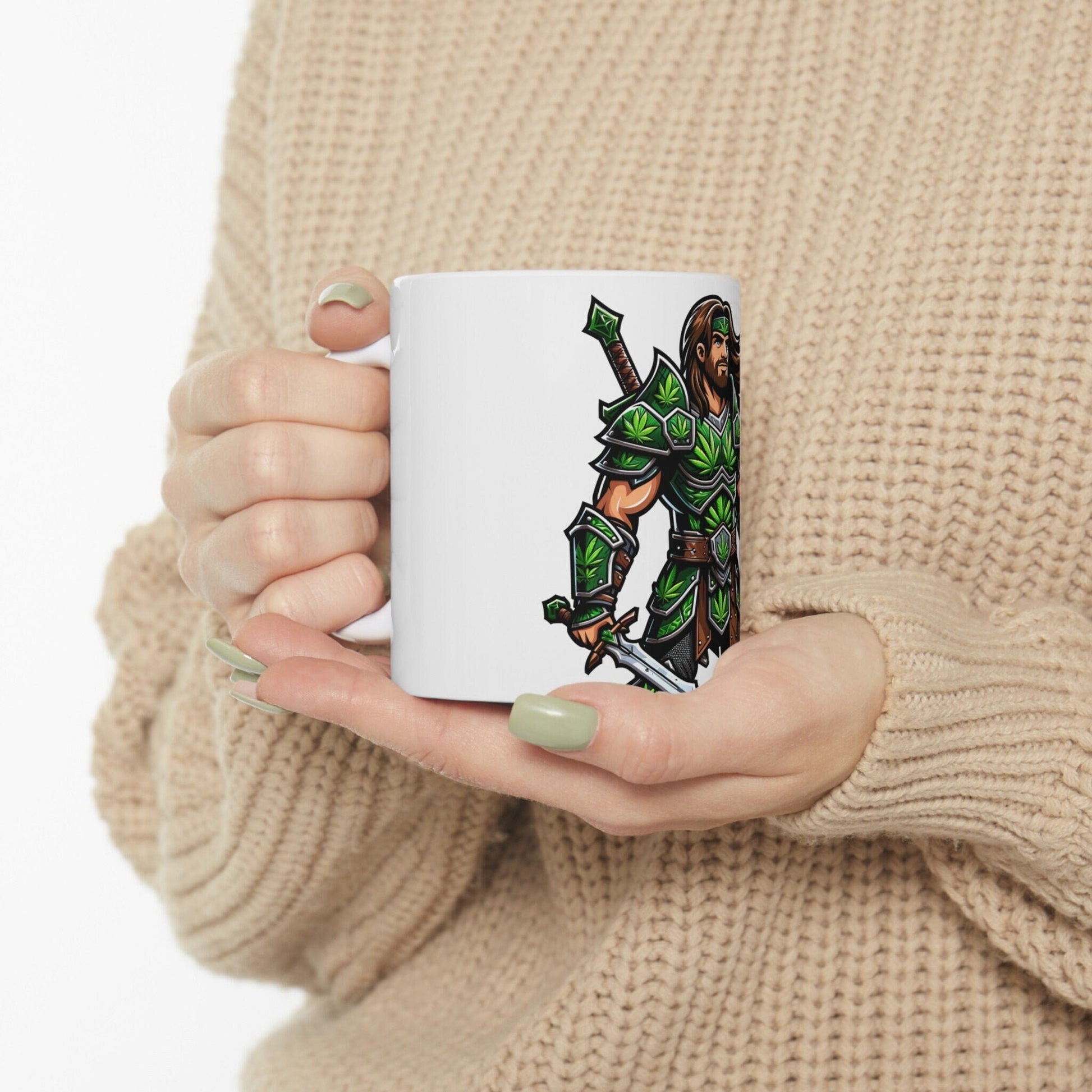 WEED WARRIOR - Weed Coffee Mug (11oz) - Perfect Weed Gift for Weed Smokers, Stoners, Growers; Wake and Bake / 420 Weed / Marijuana Gift