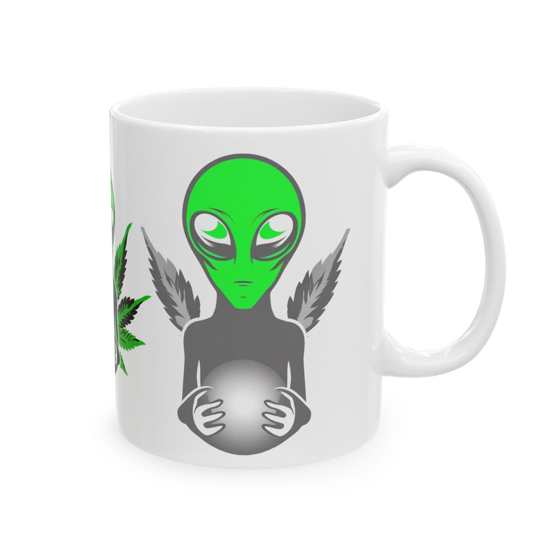 WEED ALIEN - Weed Coffee Mug (11oz) - Perfect Weed Gift for Weed Smokers, Stoners, Growers; Wake & Bake / 420 Weed Mug, Marijuana Gift