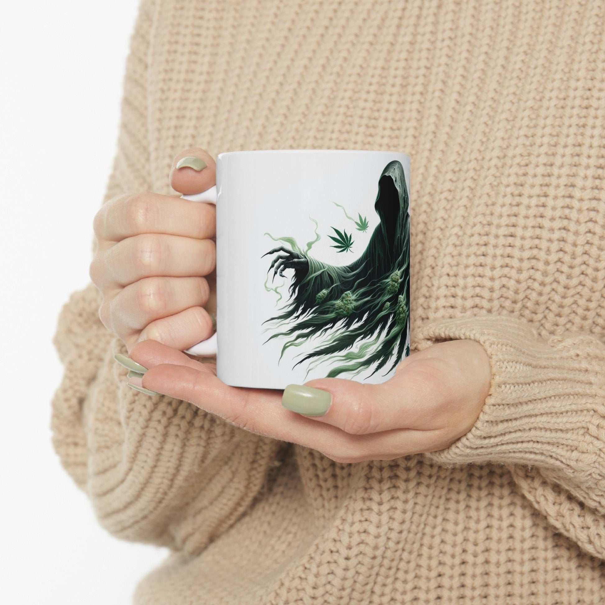 WEED DEMON - Weed Coffee Mug (11oz) - Perfect Weed Gift for Weed Smokers, Stoners, Growers; Wake & Bake / 420 Weed Mug, Marijuana Gift