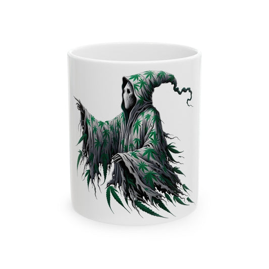 WEED GHOST - Weed Coffee Mug (11oz) - Perfect Weed Gift for Weed Smokers, Stoners, Growers; Wake & Bake / 420 Weed Mug, Marijuana Gift