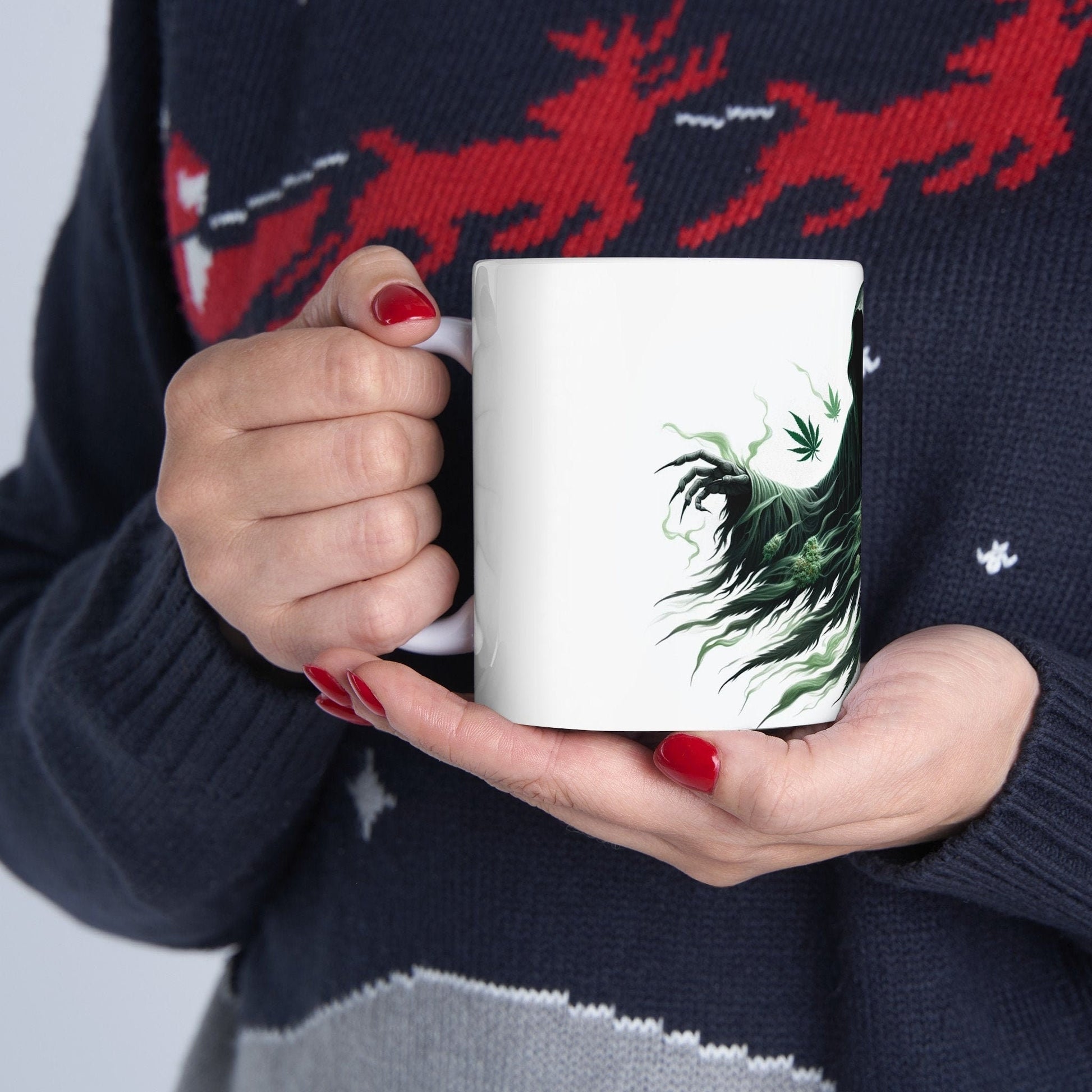 WEED DEMON - Weed Coffee Mug (11oz) - Perfect Weed Gift for Weed Smokers, Stoners, Growers; Wake & Bake / 420 Weed Mug, Marijuana Gift
