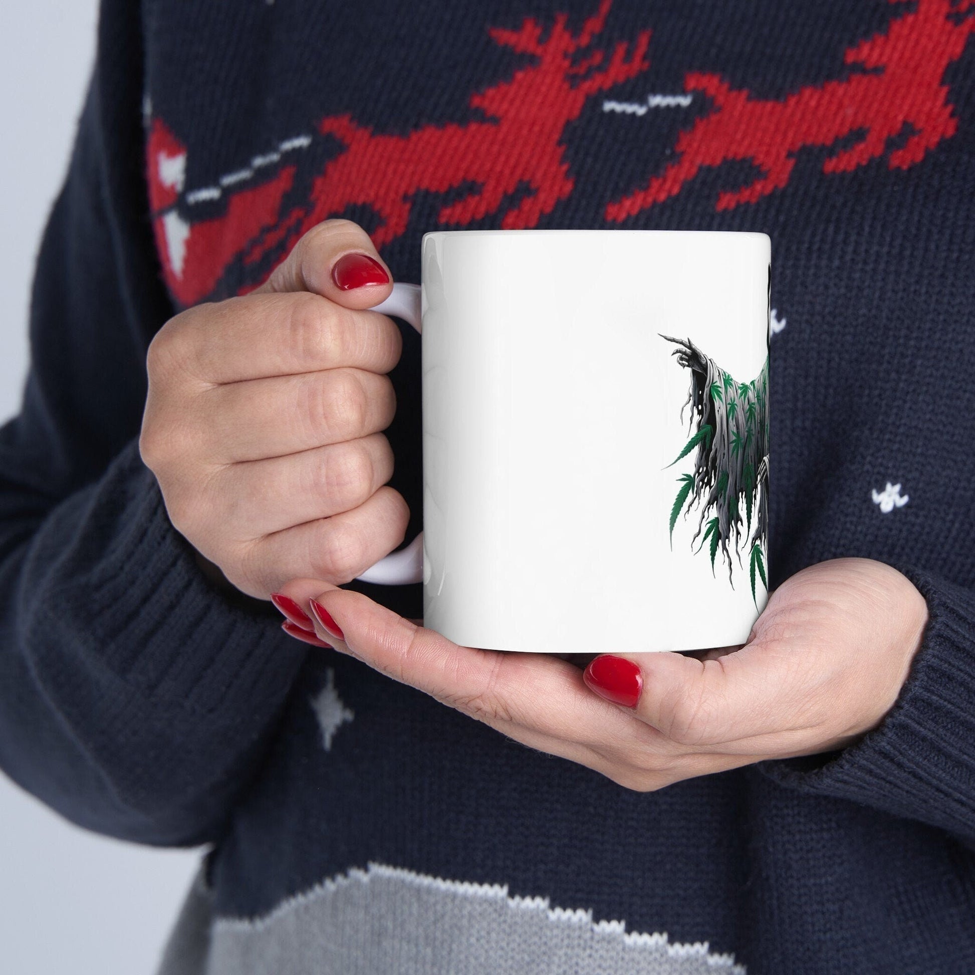 WEED GHOST - Weed Coffee Mug (11oz) - Perfect Weed Gift for Weed Smokers, Stoners, Growers; Wake & Bake / 420 Weed Mug, Marijuana Gift