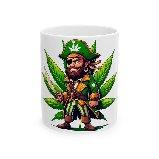 WEED PIRATE - Weed Coffee Mug (11oz) - Perfect Weed Gift for Weed Smokers, Stoners, Growers; Wake and Bake / 420 Weed Mug, Marijuana Gift