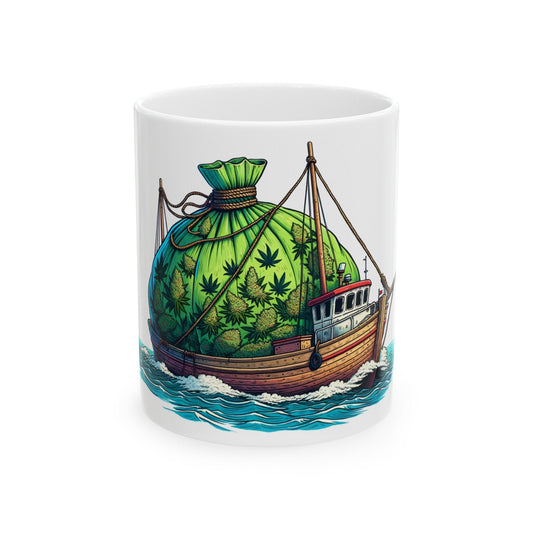 WEED AT SEA - Weed Coffee Mug (11oz) - Perfect Weed Gift for Weed Smokers, Stoners, Growers; Wake and Bake / 420 Weed Mug, Marijuana Gift