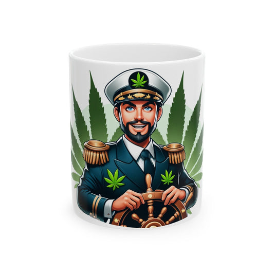 WEED CAPTAIN - Weed Coffee Mug (11oz) - Perfect Weed Gift for Weed Smokers, Stoners, Growers; Wake and Bake / 420 Weed Mug, Marijuana Gift