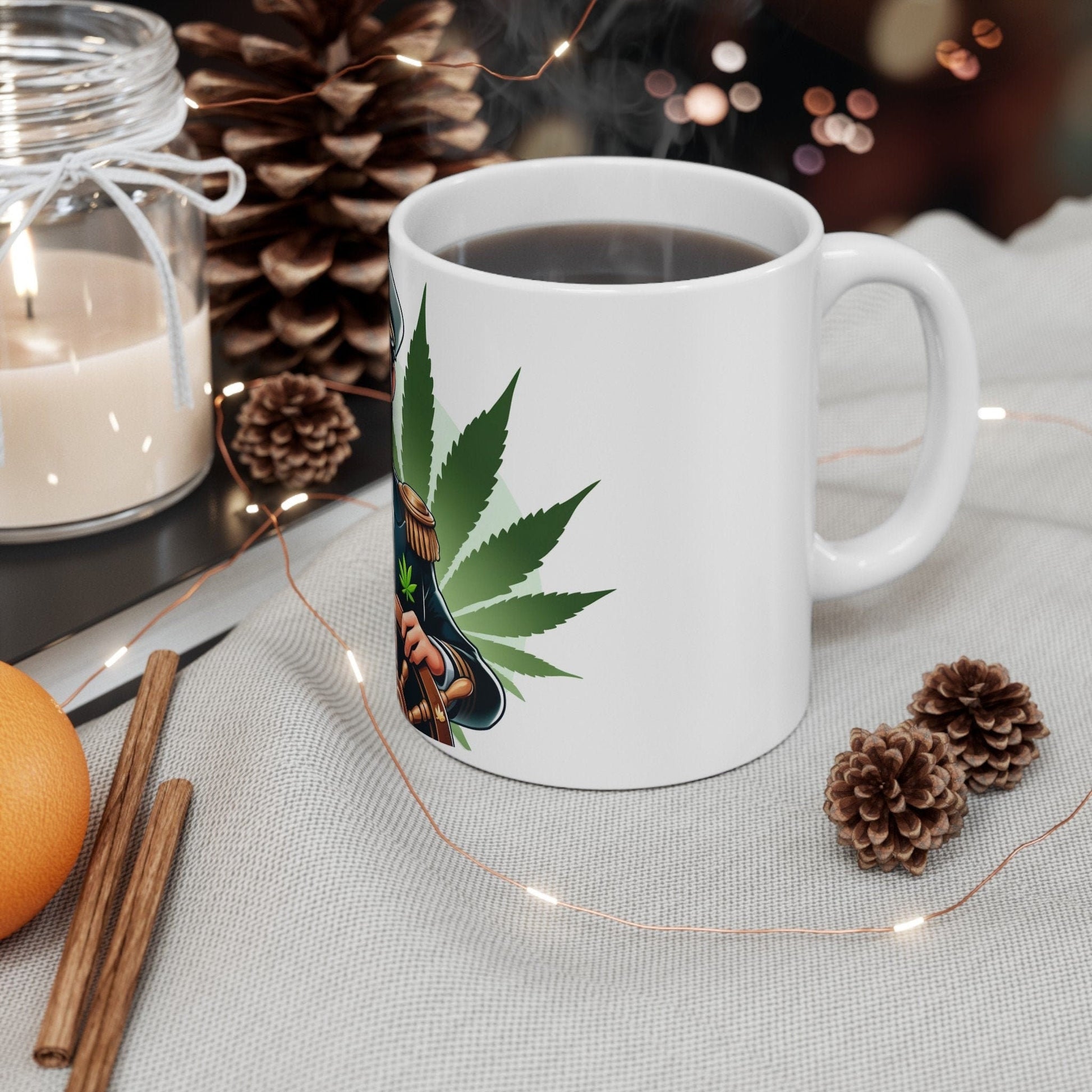WEED CAPTAIN - Weed Coffee Mug (11oz) - Perfect Weed Gift for Weed Smokers, Stoners, Growers; Wake and Bake / 420 Weed Mug, Marijuana Gift