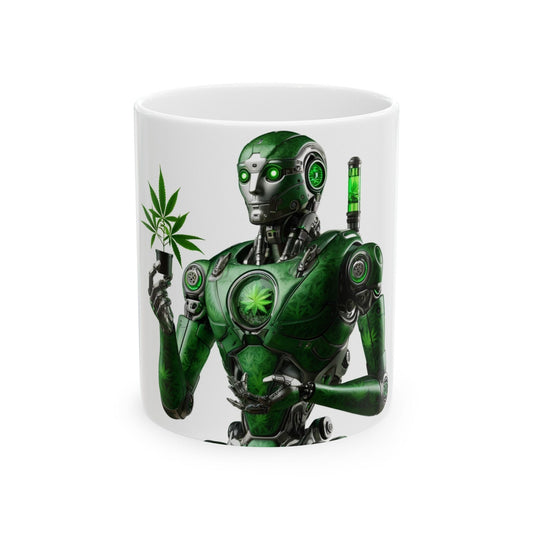 WEED ROBOT - Weed Coffee Mug (11oz) - Perfect Weed Gift for Weed Smokers, Stoners, Growers; Wake and Bake / 420 Weed Mug, Marijuana Gift