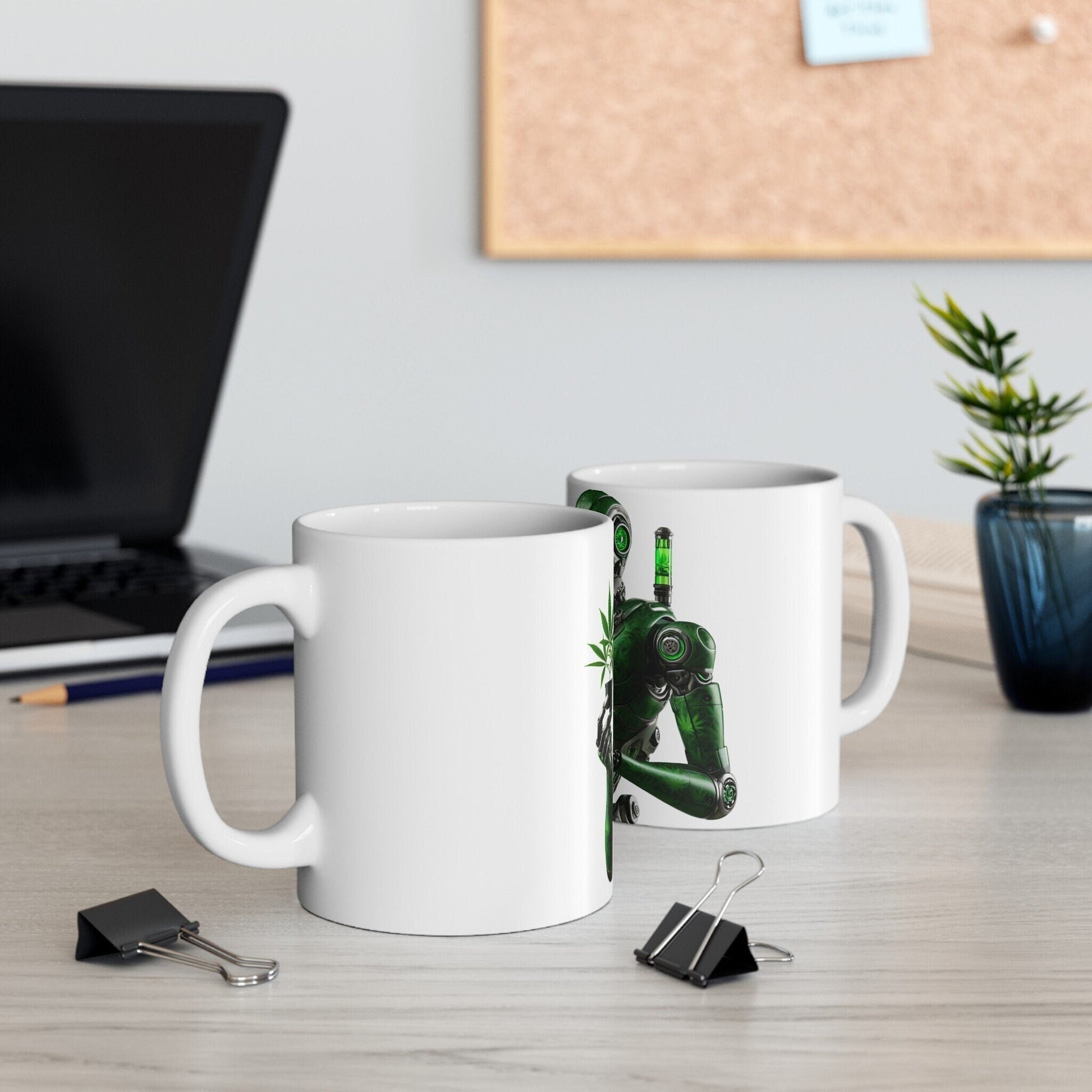 WEED ROBOT - Weed Coffee Mug (11oz) - Perfect Weed Gift for Weed Smokers, Stoners, Growers; Wake and Bake / 420 Weed Mug, Marijuana Gift