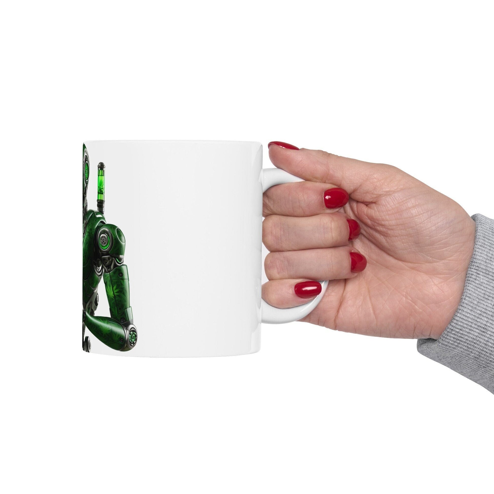 WEED ROBOT - Weed Coffee Mug (11oz) - Perfect Weed Gift for Weed Smokers, Stoners, Growers; Wake and Bake / 420 Weed Mug, Marijuana Gift