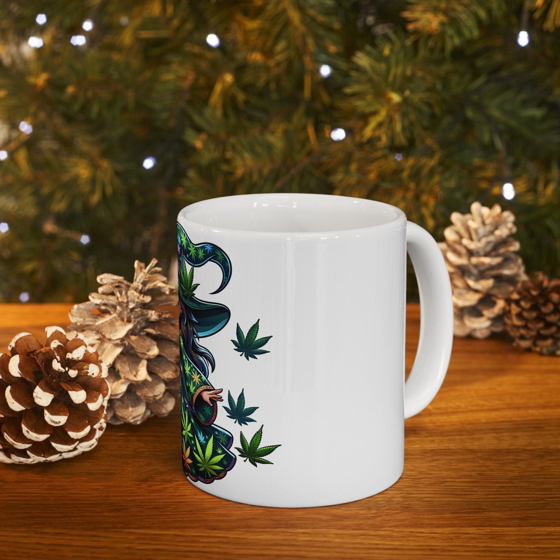 WEED WITCH, Black Hair - 420 Coffee Mug (11oz) Perfect Gift for Smokers/ Marijuana Gift; Wake & Bake Mug - Weed/Cannabis Cup, Stoner Mug