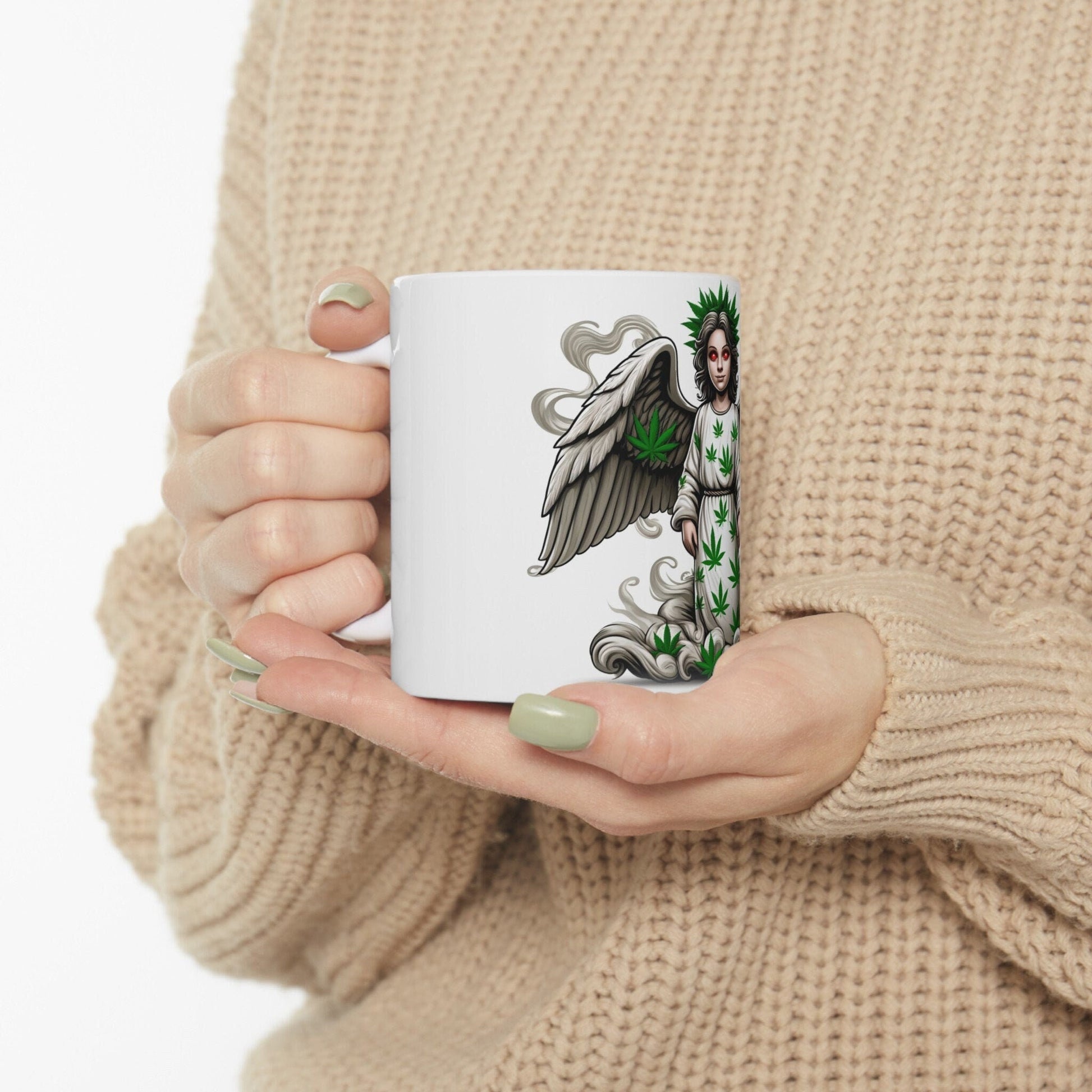 WEED ANGEL - 420 Coffee Mug (11oz) Perfect Gift for Smokers/ Marijuana Gift; Wake & Bake Mug - Cannabis Cup / Stoner Mug - Religious Gifts