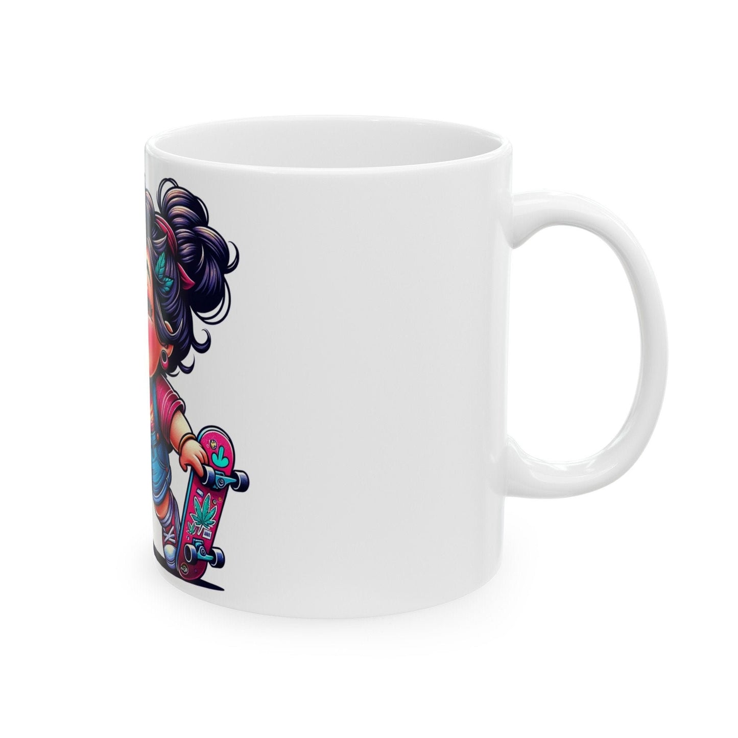 SKATER GIRL - 420 Coffee Mug (11oz) Perfect Gift for Smokers/ Marijuana Gift; Wake & Bake Mug - Cannabis Cup / Stoner Mug - Girlfriend Gift