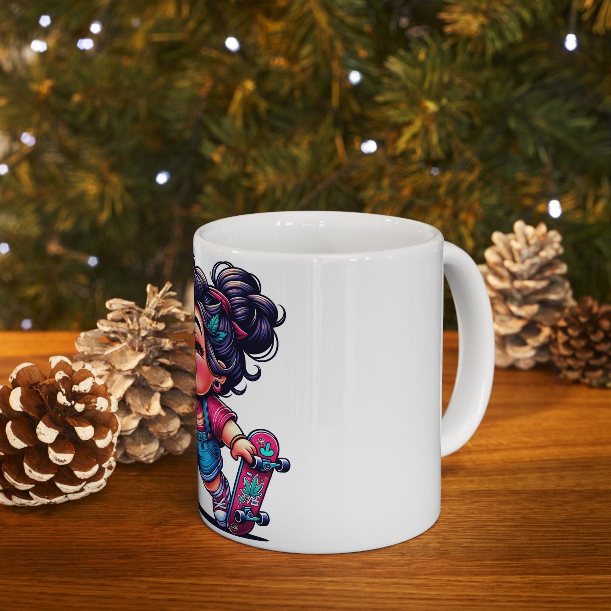 SKATER GIRL - 420 Coffee Mug (11oz) Perfect Gift for Smokers/ Marijuana Gift; Wake & Bake Mug - Cannabis Cup / Stoner Mug - Girlfriend Gift