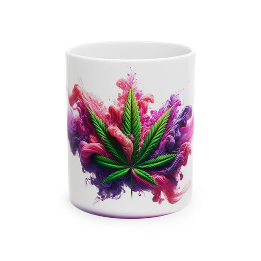 PURPLE/PINK SMOKEY Leaf - 420 Coffee Mugs (11oz) Perfect Gift for Smokers/ Marijuana Gift; Wake and Bake Mug - Cannabis Cup / Stoner Mug