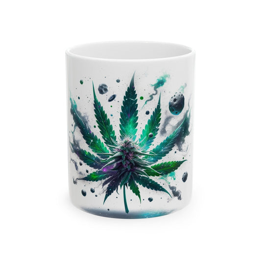 SPACEY WEED LEAF - 420 Coffee Mug (11oz) Perfect Gift for Smokers/ Marijuana Gift; Wake and Bake Mug - Cannabis Cup / Stoner Mug