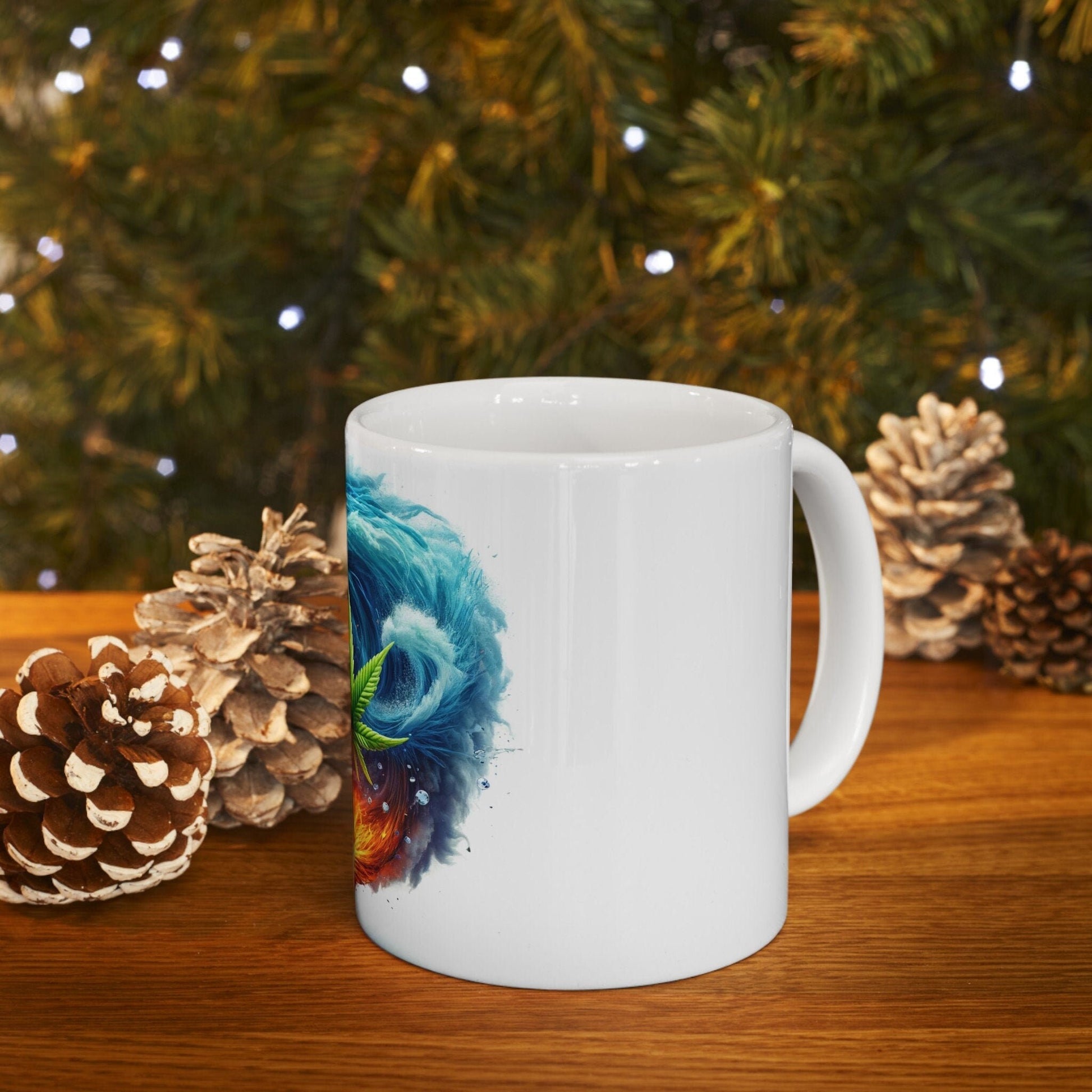 FIRE & WATER WEED Leaf - 420 Coffee Mugs (11oz) Perfect Gift for Smokers/ Marijuana Gift; Wake and Bake Mug - Cannabis Cup / Stoner Mug