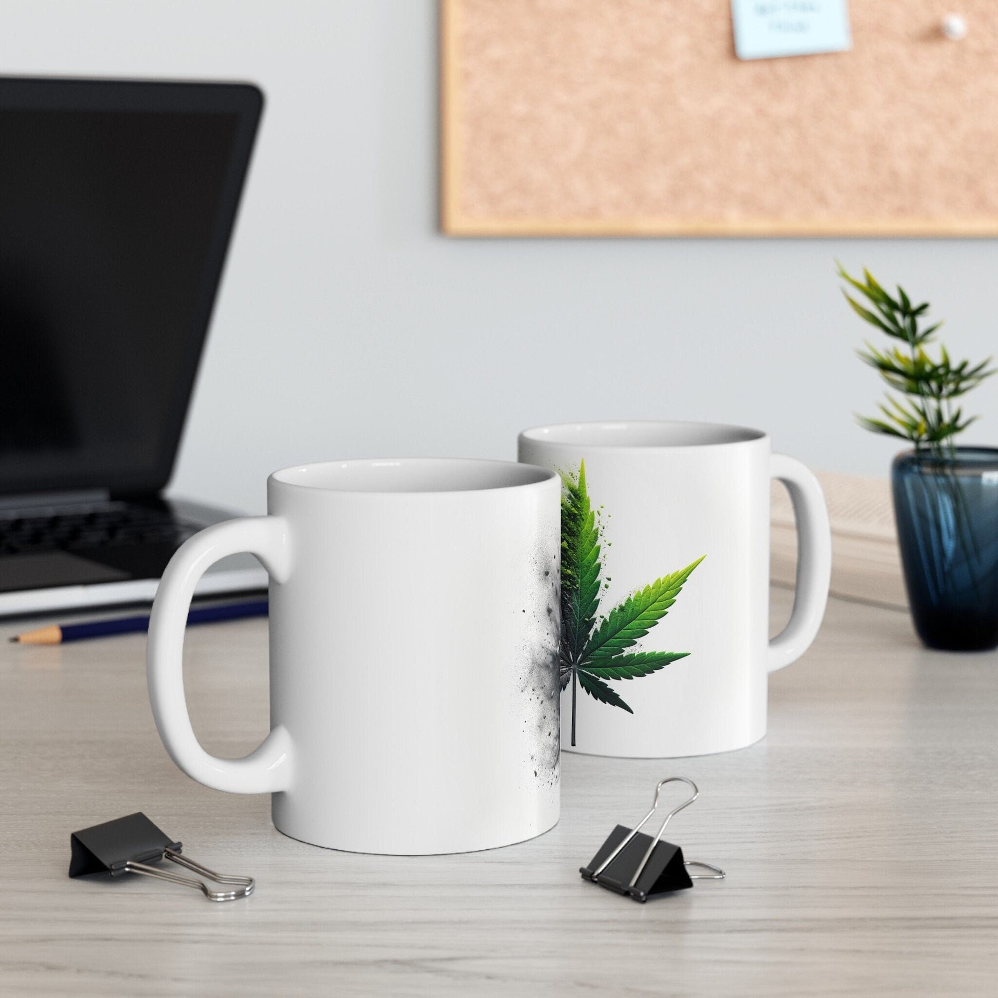WEED LEAF to ASHES - Weed Coffee Mugs (11oz) Perfect Gift for Smokers/ Marijuana Gift; Wake and Bake Mug - Cannabis Cup / Stoner Mug